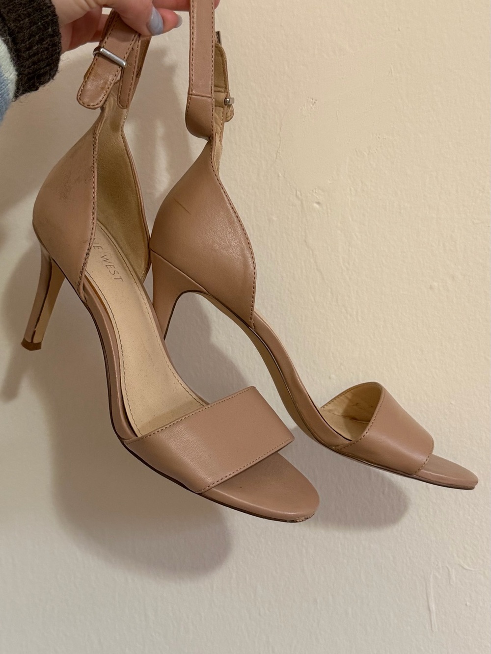 Nine West Tan Leather Ankle Strap Heeled Sandals 7.5